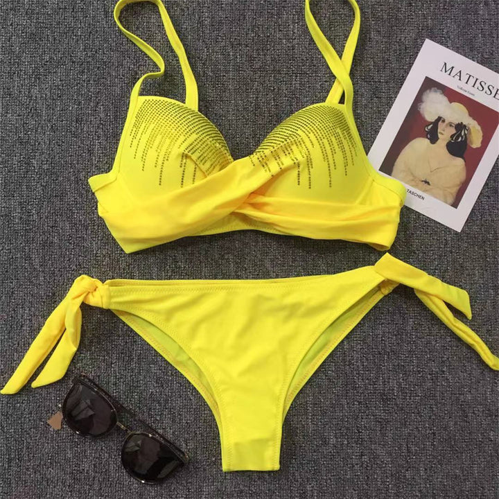 Damen Glamouröser Push-Up Bikini mit funkelnden Applikationen Drune