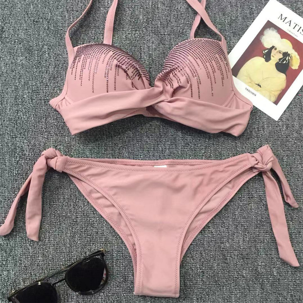Damen Bikini-Set mit funkelnden Pailletten und verspieltem Bindedetail Drune