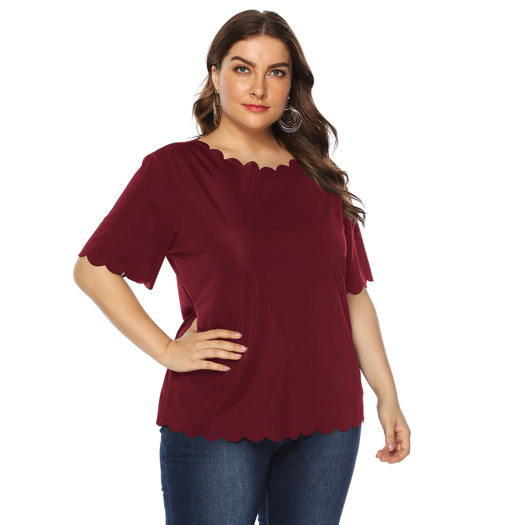Damen elegantes Blusenshirt mit welligem Saum Drune