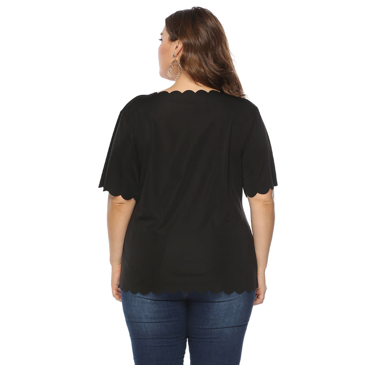 Damen elegantes Blusenshirt mit welligem Saum Drune