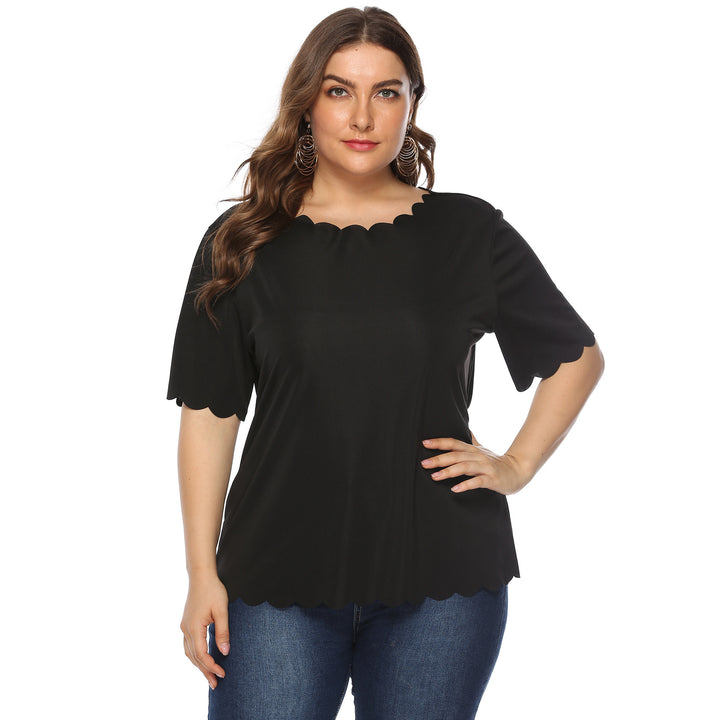 Damen elegantes Blusenshirt mit welligem Saum Drune