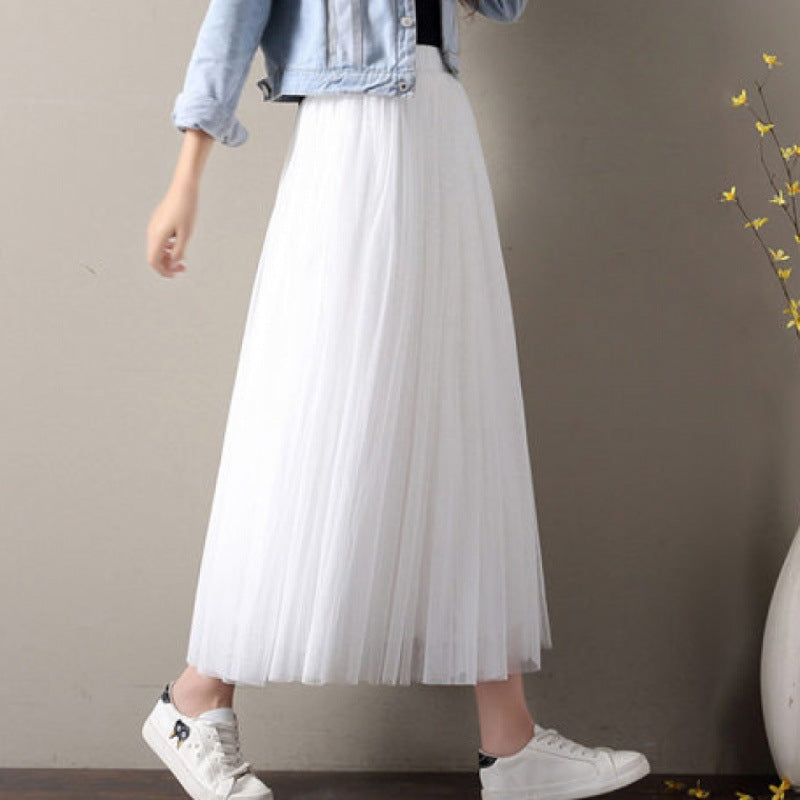 Drune weiß drapierter Tüllrock für Damen, bauschiger Damenmode, süßer Tüllrock, weiß, Honey Girl