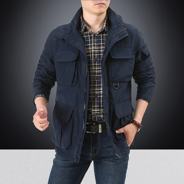 Herren  multifunktionale Utility-Fieldjacke mit zahlreichen Klapp- und Reißverschlusstaschen sowie D-Ring Drune