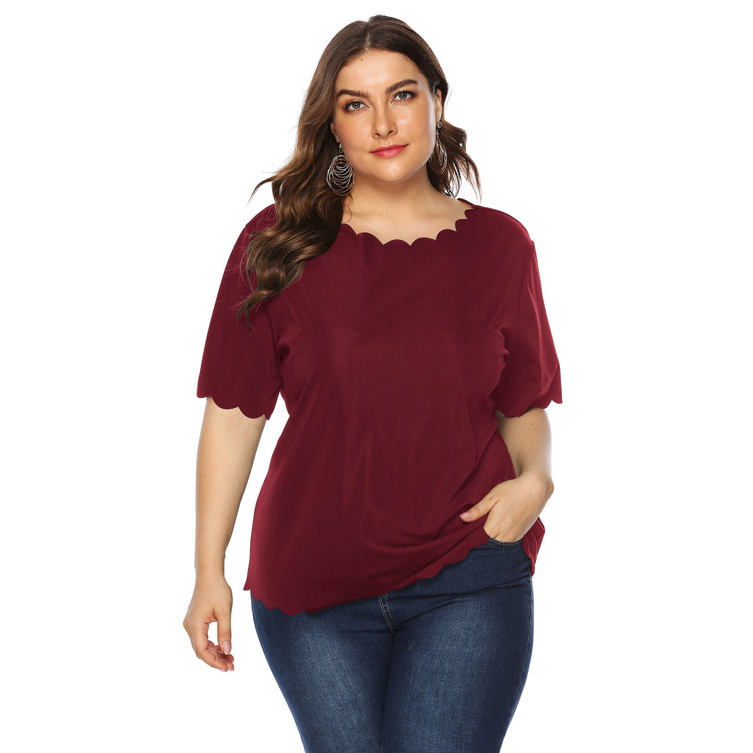 Damen elegantes Blusenshirt mit welligem Saum Drune
