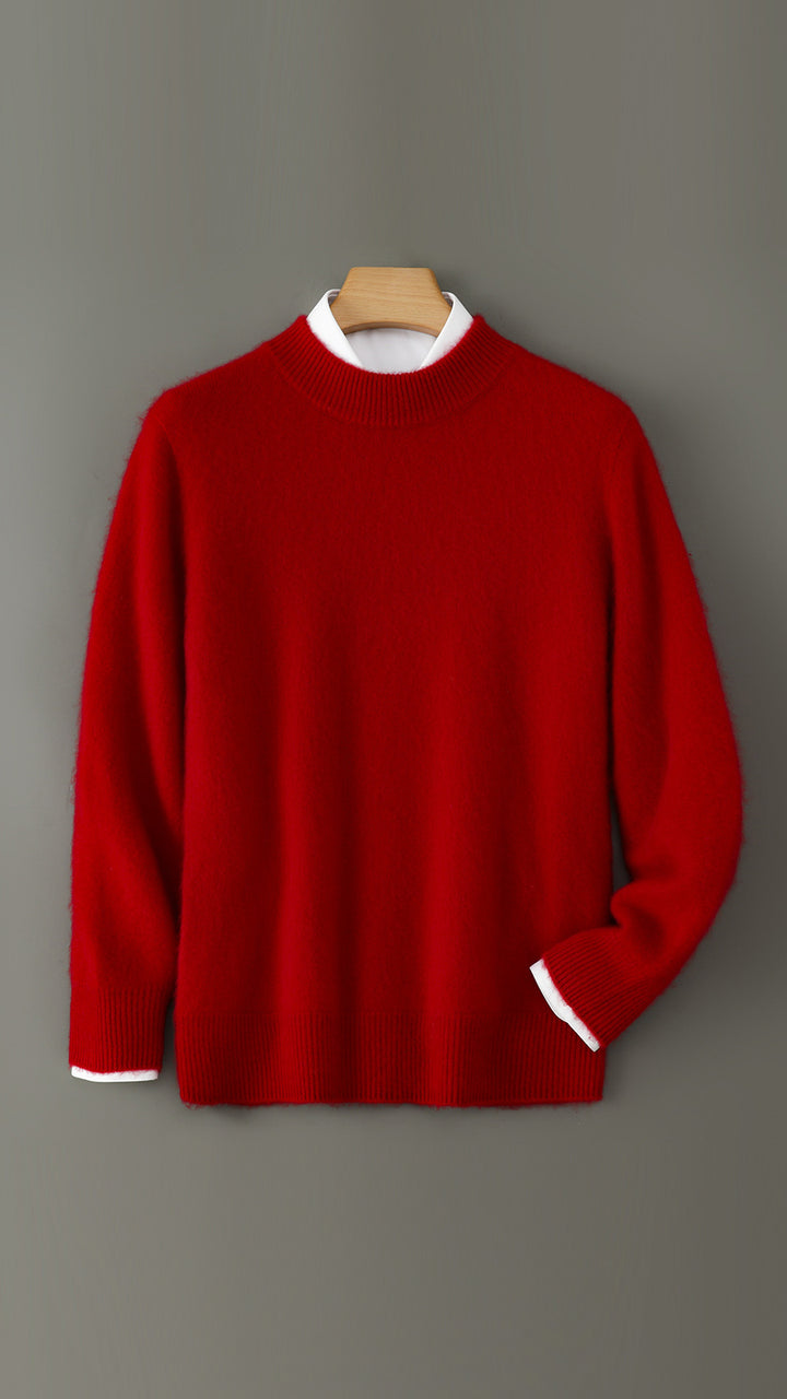 Herren-Wollpullover, Rundhals, einfarbig, Business-Casual
