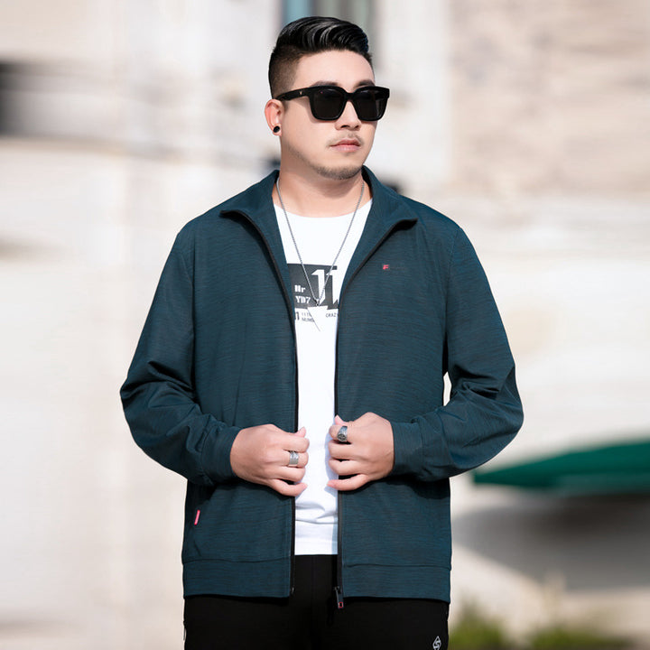 Herren Leichte Freizeitjacke mit Reißverschluss und Stehkragen Drune