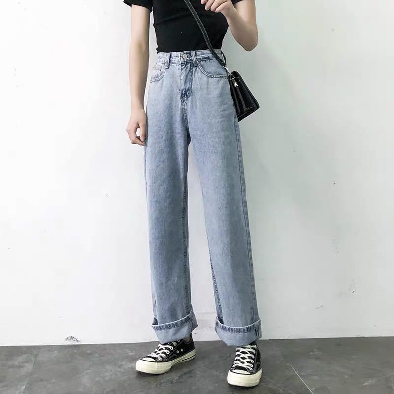 Damen Weit geschnittene Jeans mit hohem Bund und klassischem Schnitt Drune