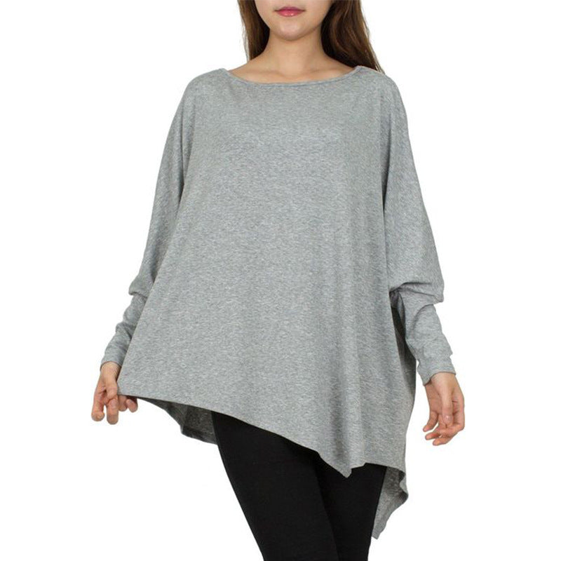Damen Oversize-Tunika mit asymmetrischem Saum und langen Ärmeln Drune