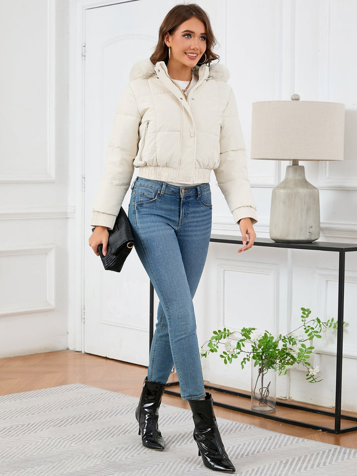 Drune | Wattierte Winterjacke mit Pelzkapuze und Taschen