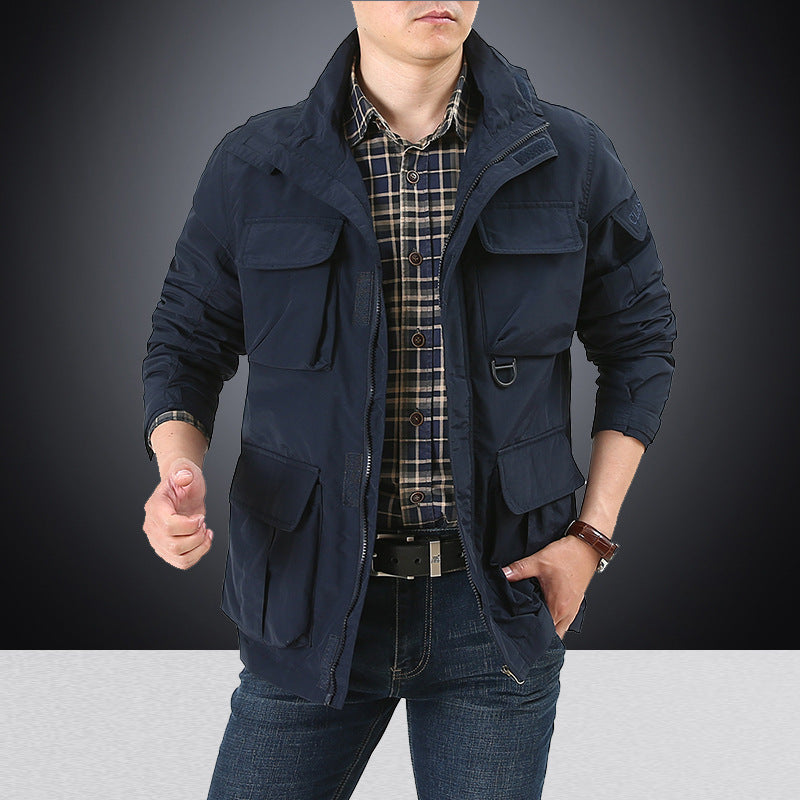 Herren  multifunktionale Utility-Fieldjacke mit zahlreichen Klapp- und Reißverschlusstaschen sowie D-Ring Drune