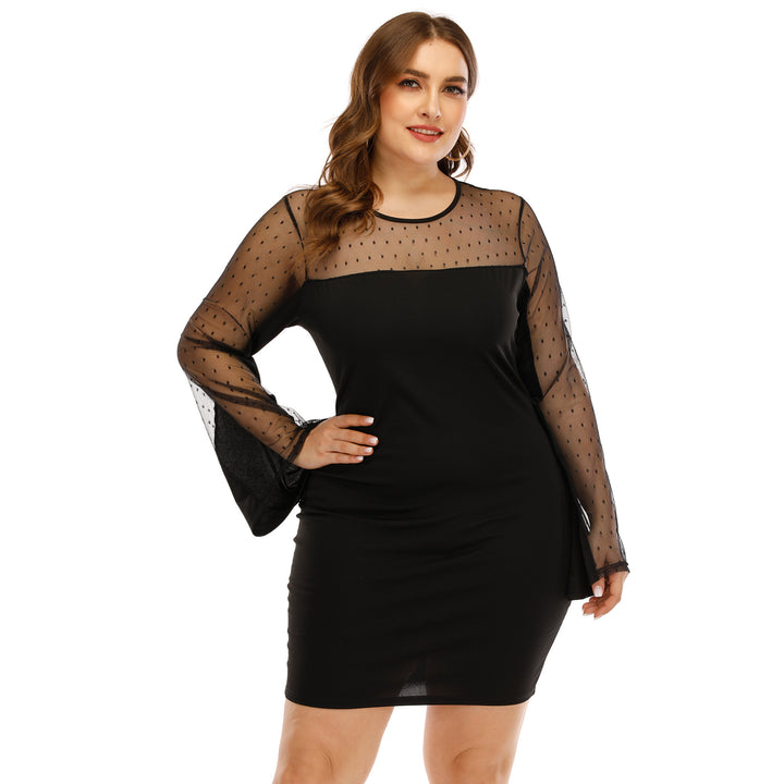 Damen Kleid mit transparenten Puffärmeln und Punktmuster Drune