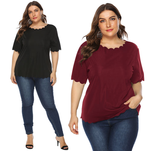 Damen elegantes Blusenshirt mit welligem Saum Drune