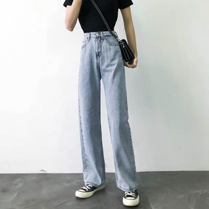 Damen Weit geschnittene Jeans mit hohem Bund und klassischem Schnitt Drune