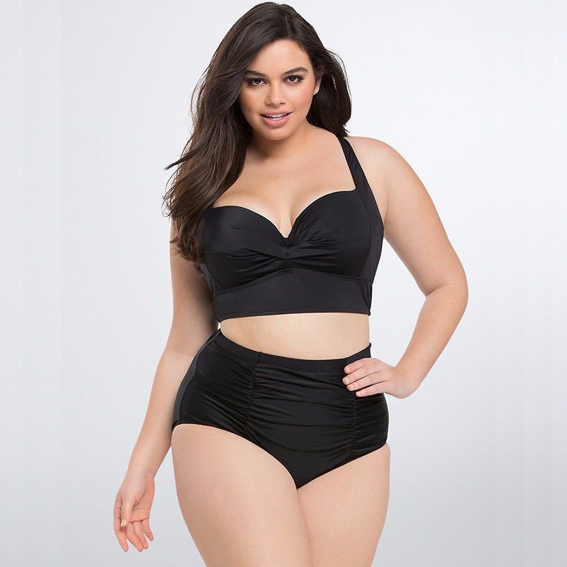 Damen Hochtailliertes Bikini-Set mit eleganter Raffung Drune
