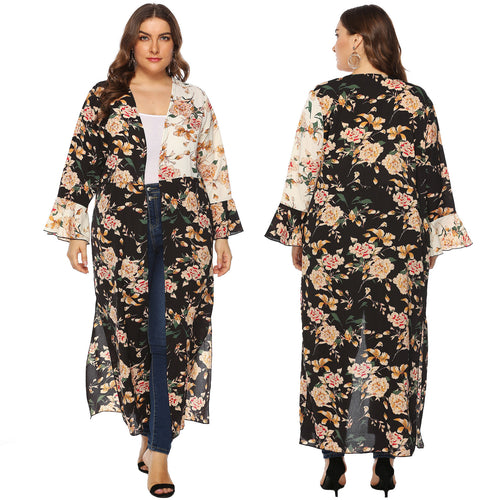 Damen floraler Kimono-Überwurf Drune
