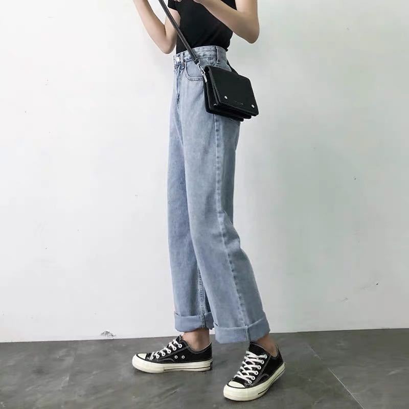 Damen Weit geschnittene Jeans mit hohem Bund und klassischem Schnitt Drune
