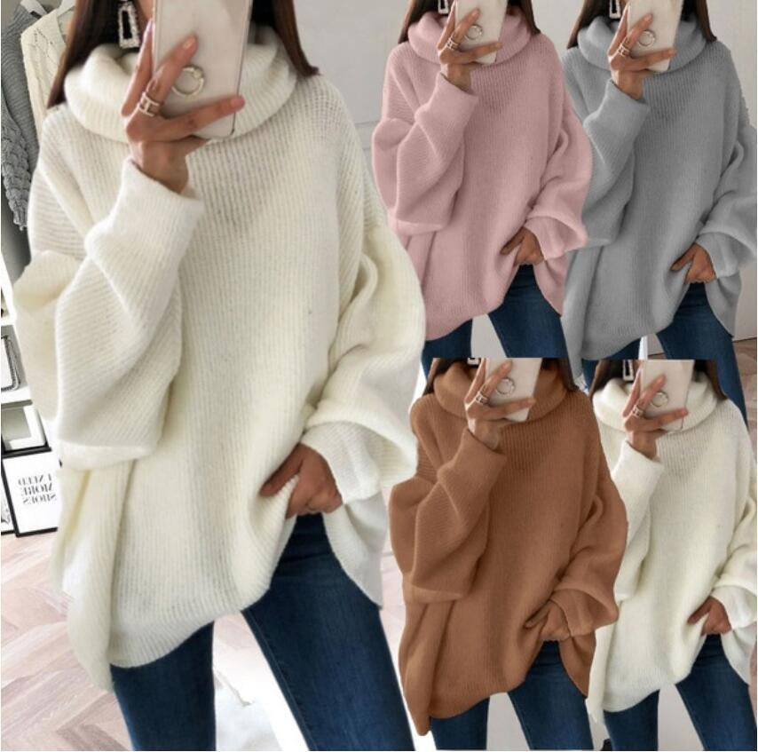 Damen Großer Strickpullover mit hohem Kragen und lässigem Schnitt Drune