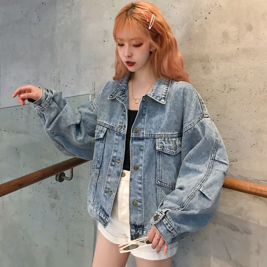 Damen Oversized Denim-Jacke mit praktischen Taschen Drune