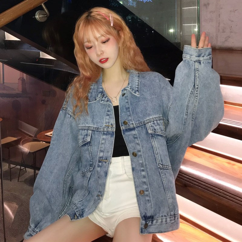 Damen Oversized Denim-Jacke mit praktischen Taschen Drune