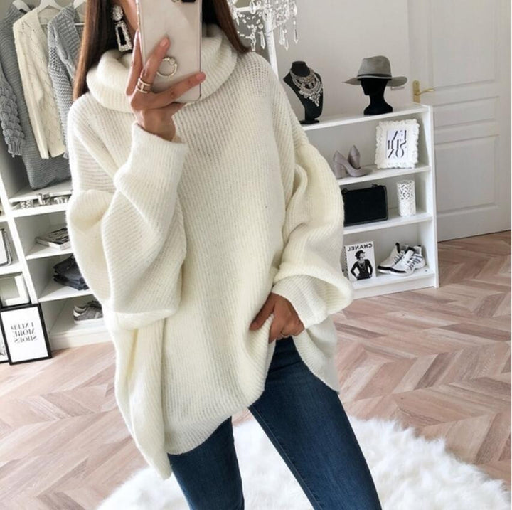 Damen Großer Strickpullover mit hohem Kragen und lässigem Schnitt Drune