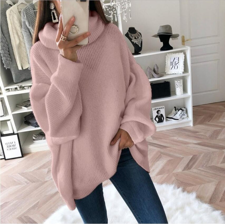 Damen Großer Strickpullover mit hohem Kragen und lässigem Schnitt Drune
