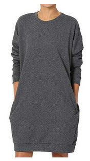 Damen lässiges Sweatkleid mit praktischen Taschen und weitem Schnitt Drune