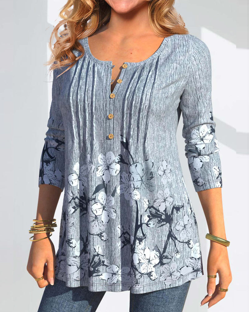 Drune | Bluse mit Blumendruck und Knöpfen