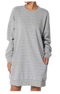 Damen lässiges Sweatkleid mit praktischen Taschen und weitem Schnitt Drune
