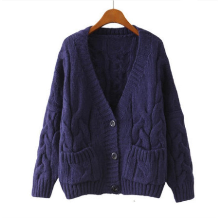 Damen Grobstrickjacke mit modernen Zopfmuster und praktischen Taschen Drune