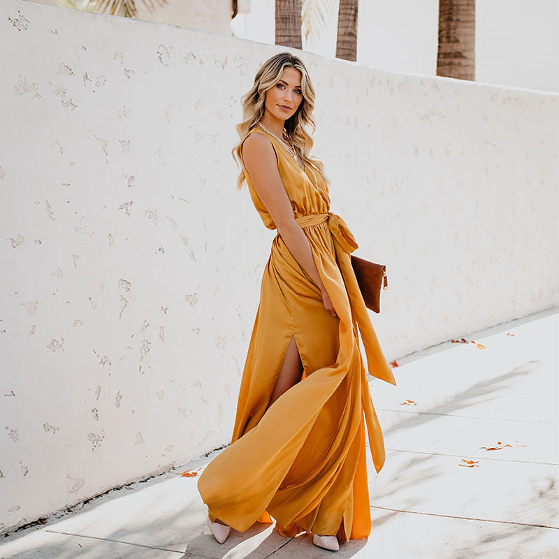 Drune | Exquisiter Hals ärmelloses Langes Modekleid