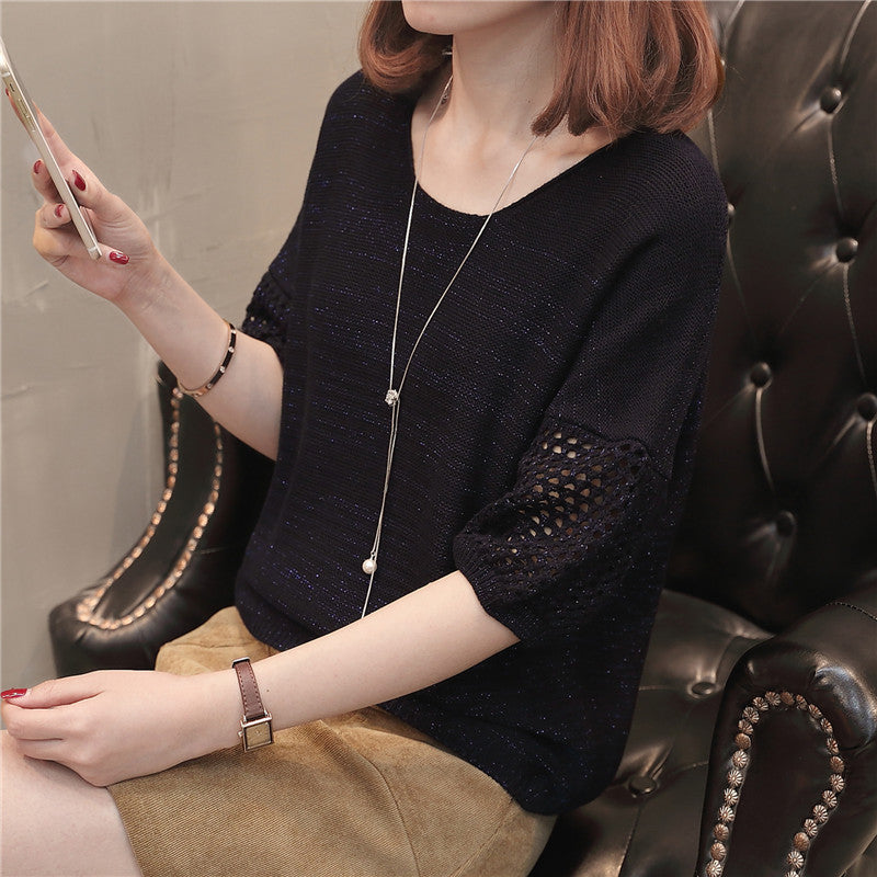 Damen Strickpullover mit luftiger Häkelärmel-Design Drune
