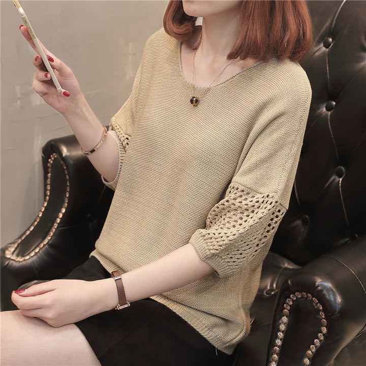 Damen Strickpullover mit einzigartigen Häkelärmeln und weitem Schnitt Drune