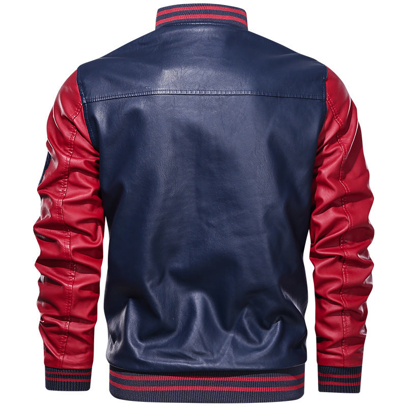 Herren Sportliche Lederjacke mit Kontrastfarben Drune