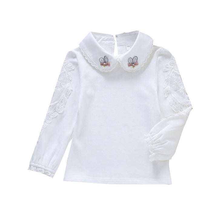 Mädchen Bluse mit besticktem Kragen und zarten Tüllärmeln Drune
