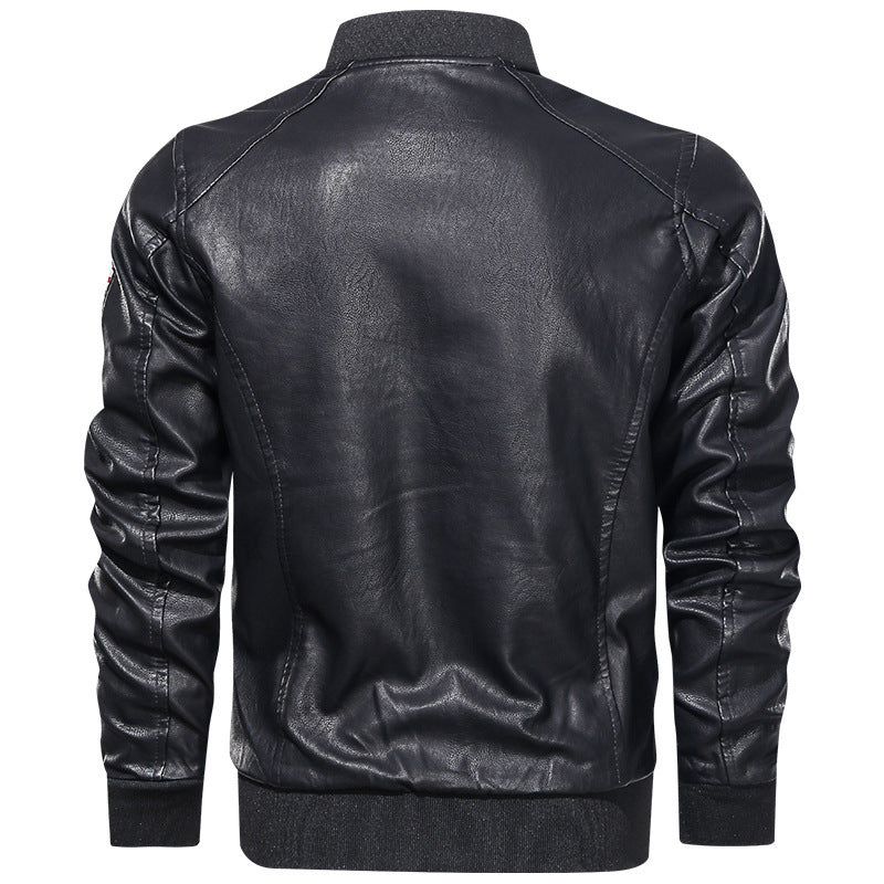 Herren modische Lederjacke mit gesticktem Patch Drune