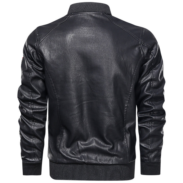 Herren modische Lederjacke mit gesticktem Patch Drune