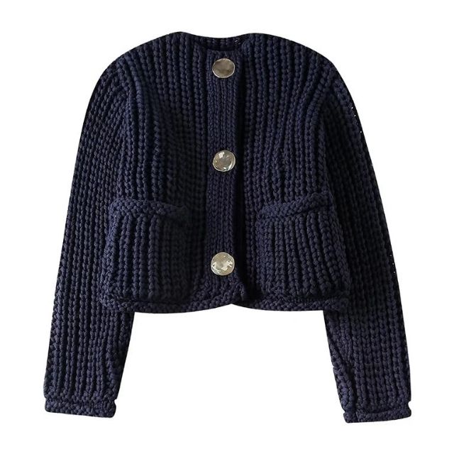 Drune | Grobstrick-Strickjacke mit großen Knöpfen