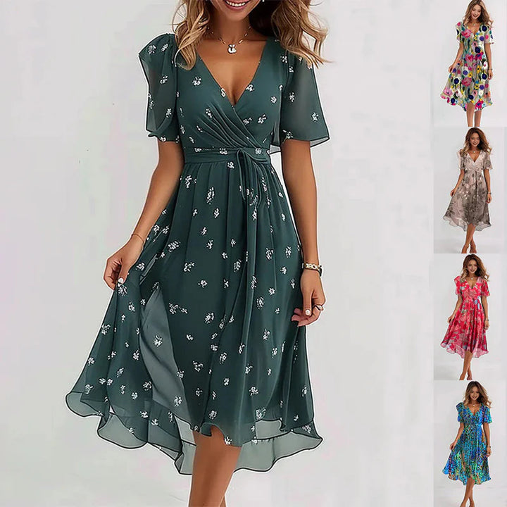 Drune | Elegantes Kleid mit Kurzen Ärmeln