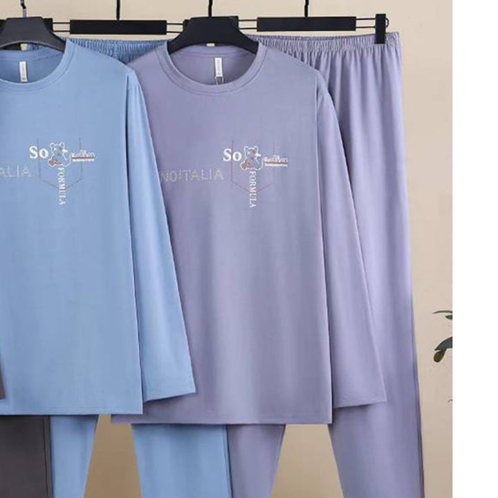 Herren-Pyjama-Set aus gekämmter Baumwolle, elastisch