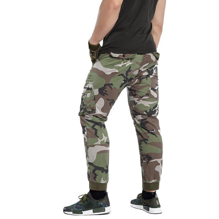 Herren Cargohose im Army-Stil mit elastischem Bund, Kordelzug und Bündchen Drune