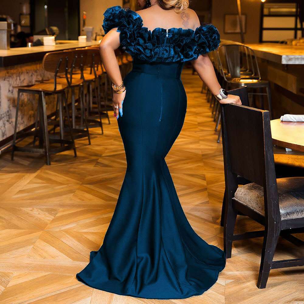 Damen Abendkleid mit voluminösem Rüschensaum Drune