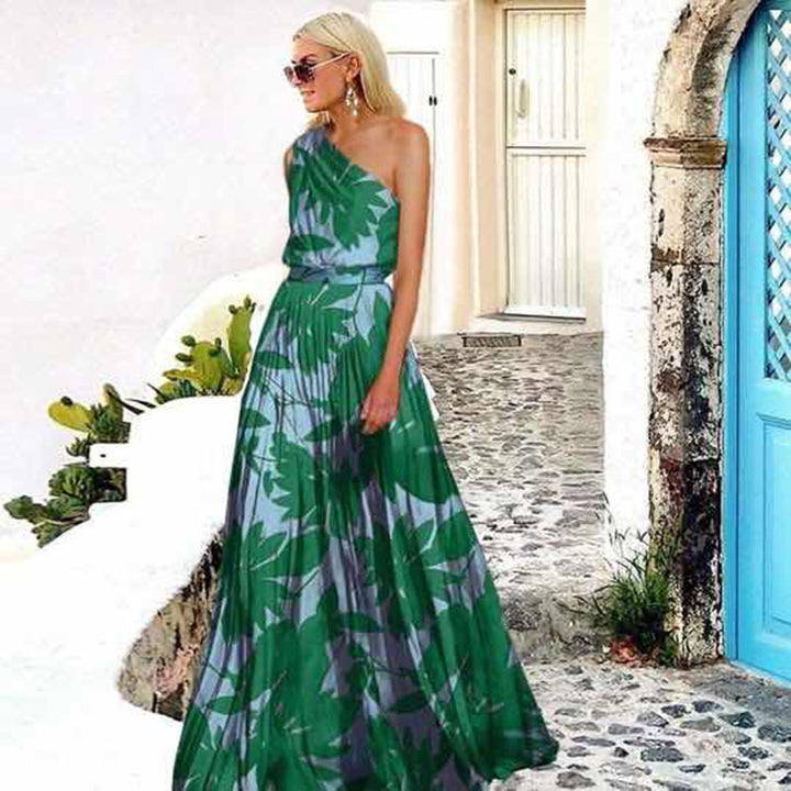 Damen Maxikleid mit schulterfreiem Schnitt und floralem Design Drune