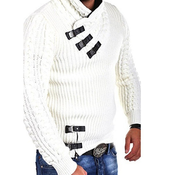 Herren Strickpullover mit innovativem Schalkragen und exklusiven Knopfdetails Drune