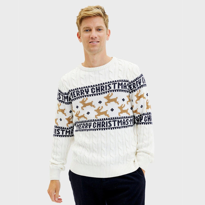 Drune | Der elegante Weihnachtspullover Weiß - Herren