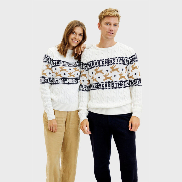 Drune | Der elegante Weihnachtspullover Weiß - Herren