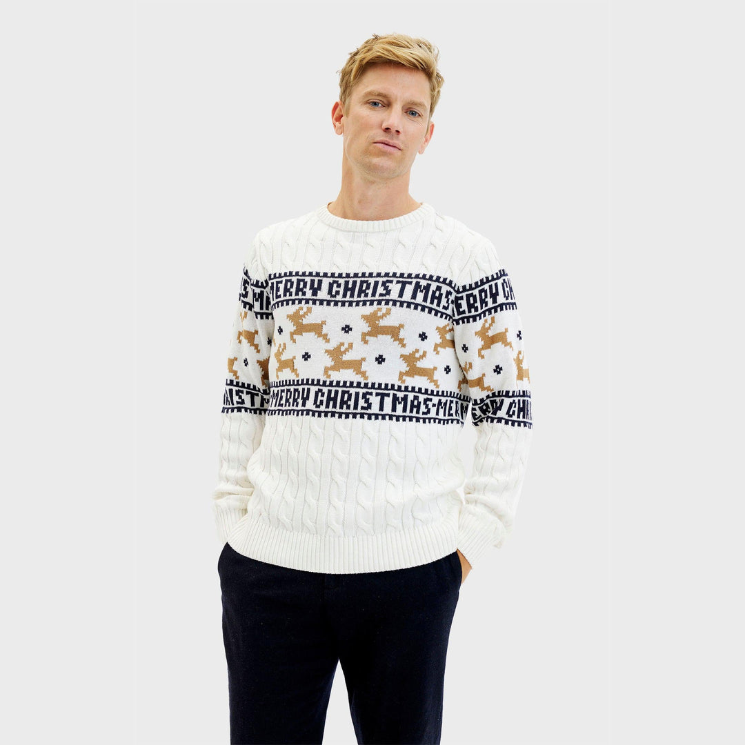 Drune | Der elegante Weihnachtspullover Weiß - Herren