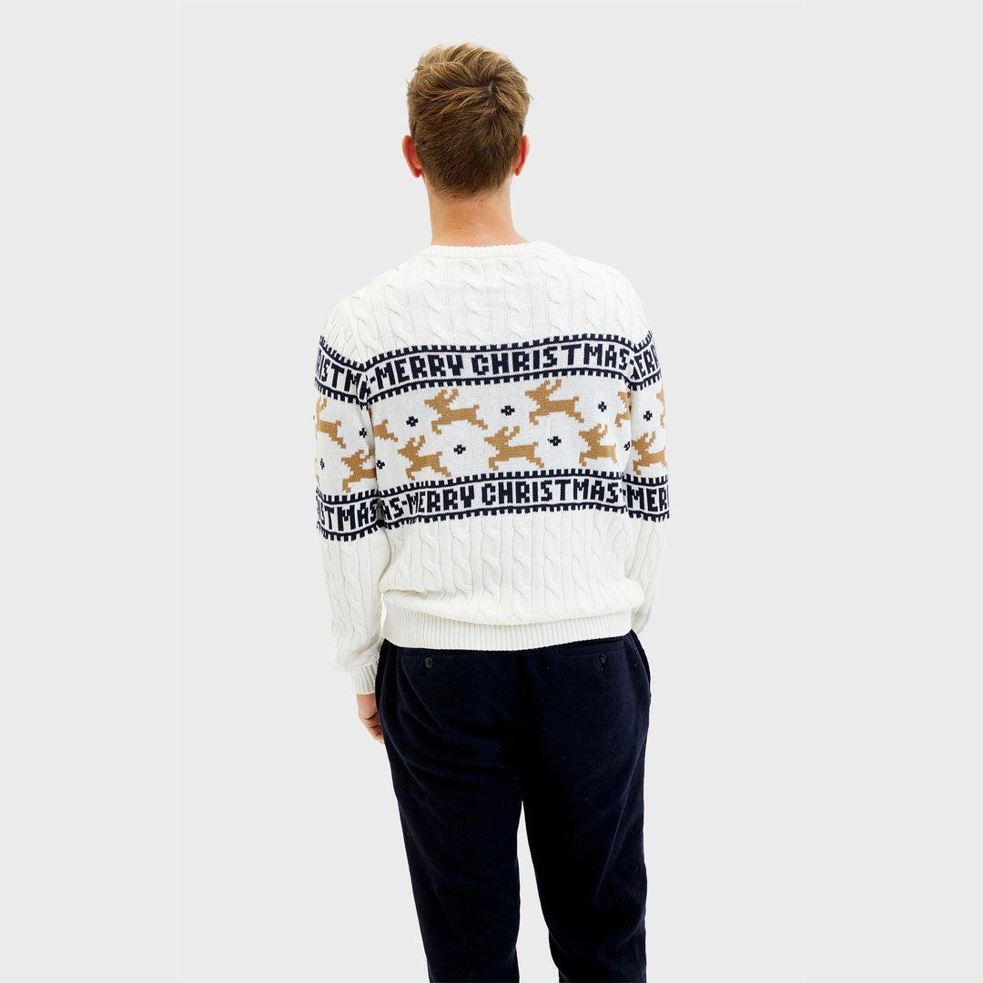 Drune | Der elegante Weihnachtspullover Weiß - Herren