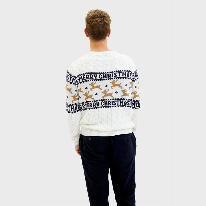 Drune | Der elegante Weihnachtspullover Weiß - Herren
