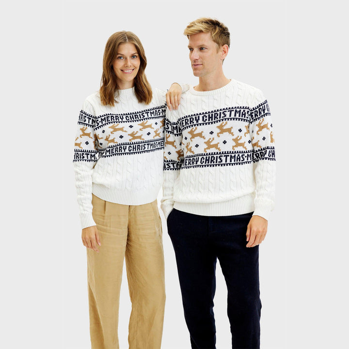 Drune | Der elegante Weihnachtspullover Weiß - Herren