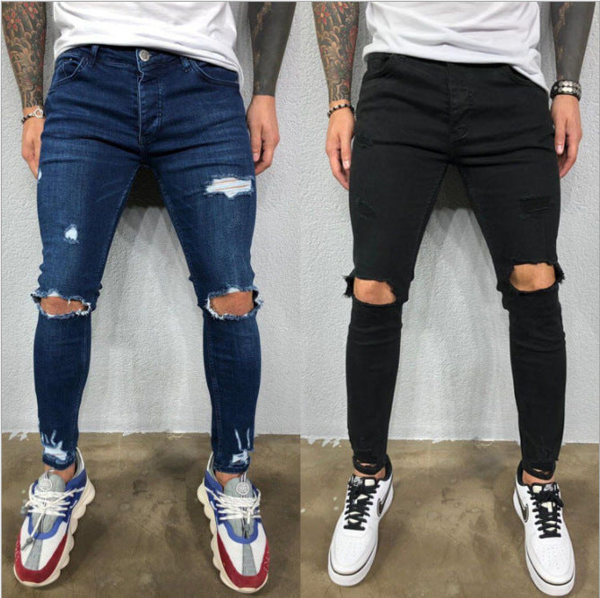 Herren Slim Fit Jeans mit modischen Rissen Drune